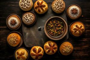 a circle of buns with sesame seeds on top photo