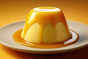 a pudding with caramel sauce on top photo