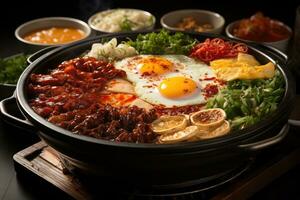 korean hot pot meal food photography AI Generated photo