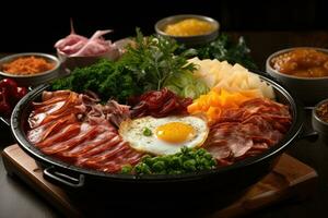 korean hot pot meal food photography AI Generated photo