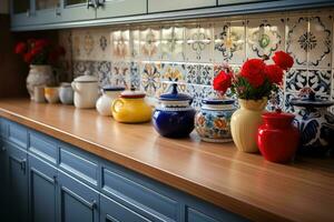 moroccan tiles kitchen splashback AI Generated photo