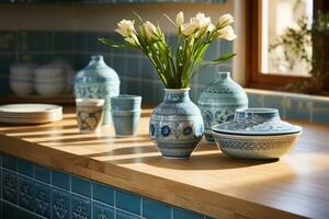 moroccan tiles kitchen splashback AI Generated photo