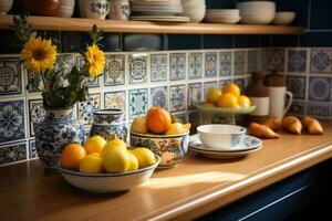 moroccan tiles kitchen splashback AI Generated photo