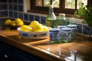 moroccan tiles kitchen splashback AI Generated photo