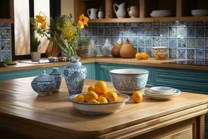 moroccan tiles kitchen splashback AI Generated photo