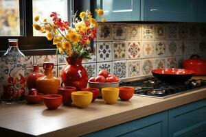 moroccan tiles kitchen splashback AI Generated photo