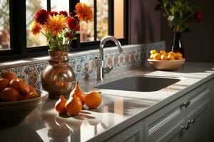 moroccan tiles kitchen splashback AI Generated photo