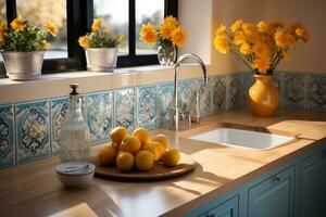 moroccan tiles kitchen splashback AI Generated photo