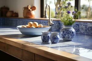 moroccan tiles kitchen splashback AI Generated photo