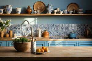 moroccan tiles kitchen splashback AI Generated photo