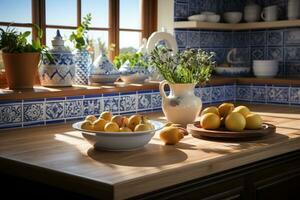 moroccan tiles kitchen splashback AI Generated photo