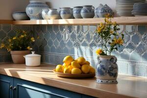 moroccan tiles kitchen splashback AI Generated photo