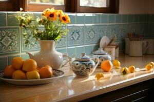 moroccan tiles kitchen splashback AI Generated photo