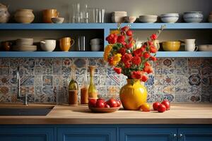 moroccan tiles kitchen splashback AI Generated photo