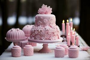 winter cake Wonderland pink theme photo