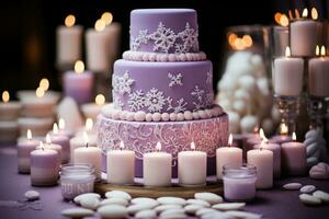 winter cake Wonderland purple theme photo