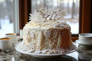 winter cake Wonderland in the kitchen table photo