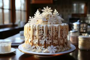 winter cake Wonderland in the kitchen table photo