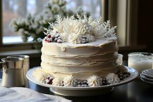 winter cake Wonderland in the kitchen table photo