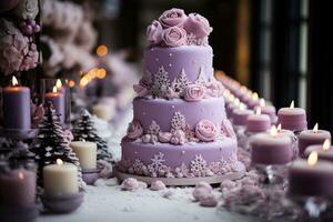 winter cake Wonderland purple theme photo