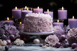 winter cake Wonderland purple theme photo