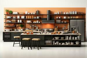 3d kitchen on a isolated background professional advertising photography AI Generated photo