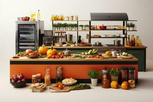 3d kitchen on a isolated background professional advertising photography AI Generated photo