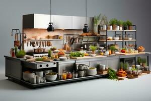 3d kitchen on a isolated background professional advertising photography AI Generated photo