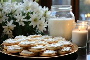 escarchado azúcar galletas con asperja profesional comida fotografía ai generado foto