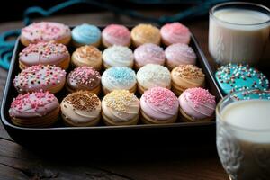 frosted sugar cookies with sprinkles professional food photography AI Generated photo