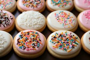 escarchado azúcar galletas con asperja profesional comida fotografía ai generado foto