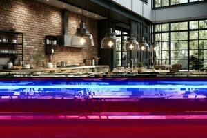 industrialist kitchens with brick accent walls professional advertising photography AI Generated photo