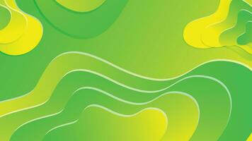 Green and yellow gradient fluid wave abstract background vector