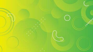 Abstract green and yellow gradient background with circle lines vector