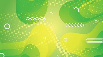 Green and yellow gradient fluid wave abstract background vector