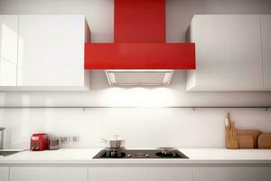 cooker hood in the minimalist red advertising photography AI Generated photo