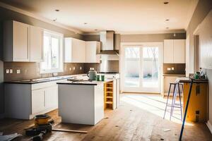 inside kitchen with tools and equipment advertising photography AI Generated photo