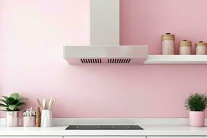 cooker hood in the minimalist pink advertising photography AI Generated photo