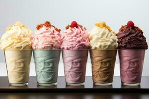 paper cup ice cream display advertising food photography AI Generated photo