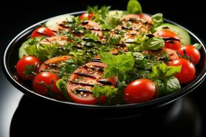 ensalada es Listo a comer publicidad comida fotografía ai generado foto