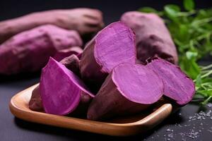 fresh purple sweet potato professional advertising food photography AI Generated photo