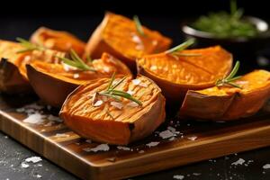 roasted fresh sweet potato professional advertising food photography ai generated photo