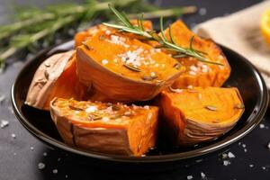 roasted fresh sweet potato professional advertising food photography ai generated photo