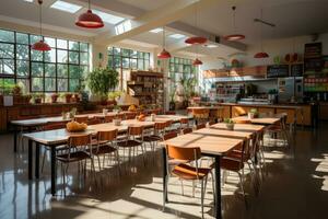 dentro cocina colegio cantina en moderno estilo profesional publicidad fotografía ai generado foto