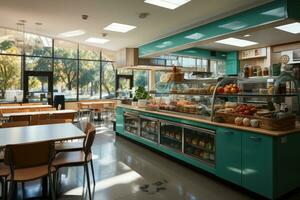 inside kitchen School canteen in modern style professional advertising photography AI Generated photo