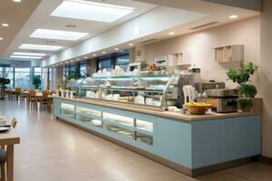 inside kitchen canteen in minimalist style professional advertising photography AI Generated photo