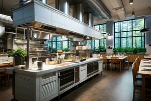 inside kitchen canteen in modern style professional advertising photography AI Generated photo