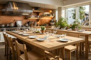 inside kitchen in the minimalist beach inn professional advertising photography AI Generated photo