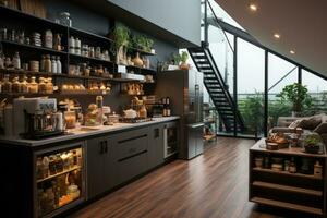 inside kitchen pantry room in modern style professional advertising photography AI Generated photo
