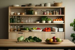 inside kitchen streed food in minimalist style professional advertising photography AI Generated photo